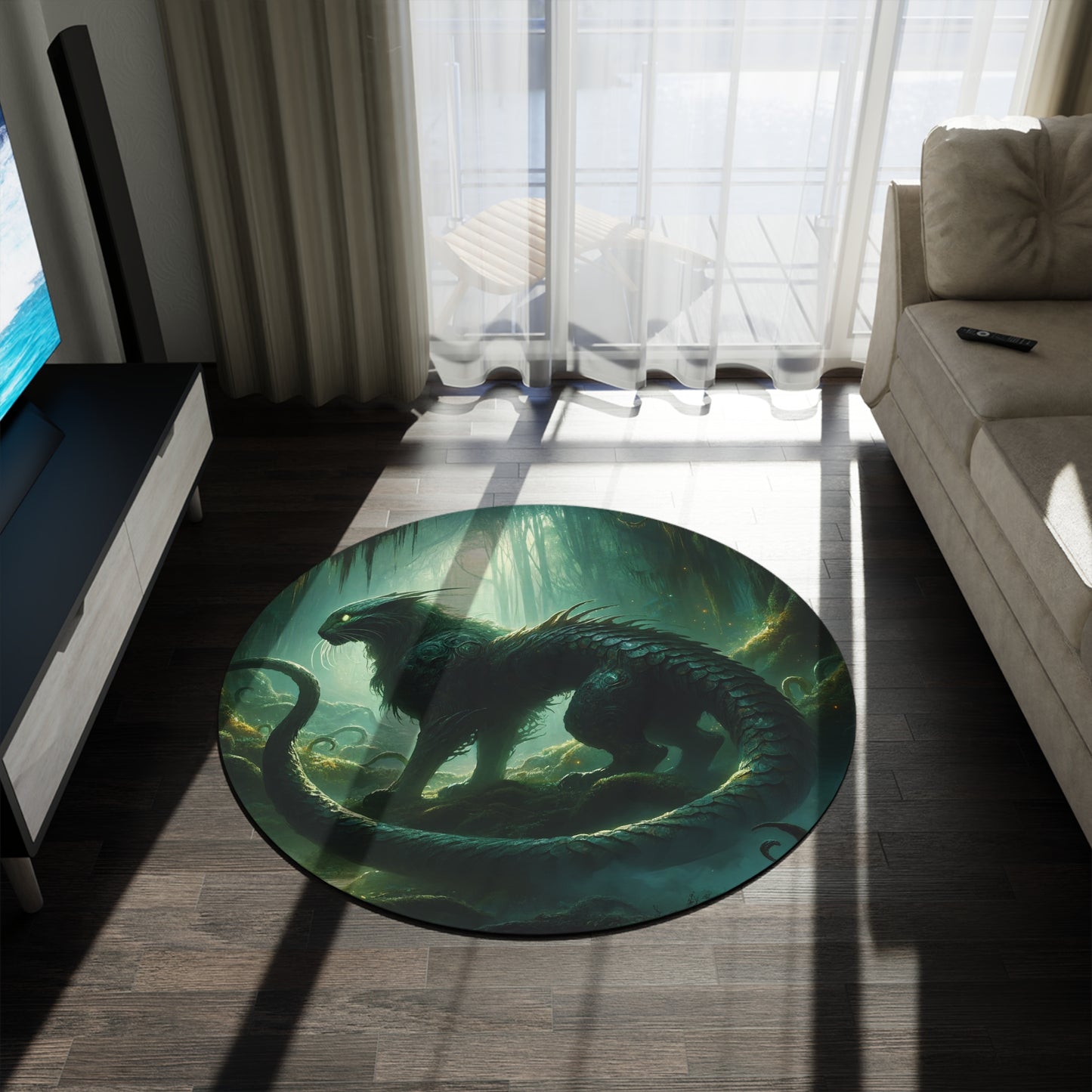 Vloerkleed | Rond | Donkere Fantasie | Chimera | Bewaker