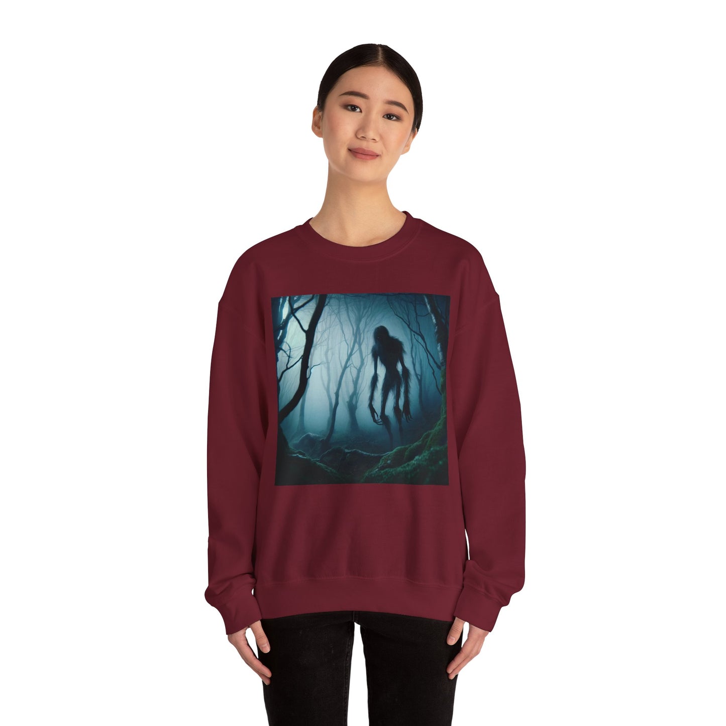 كنزة صوفية | للجنسين | بياقة دائرية | مزيج ثقيل | رعب الغابة | كائن الضباب | شبح