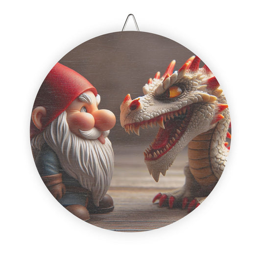 Schild | Holz | Mythische Folklore | Gnome und Drachen