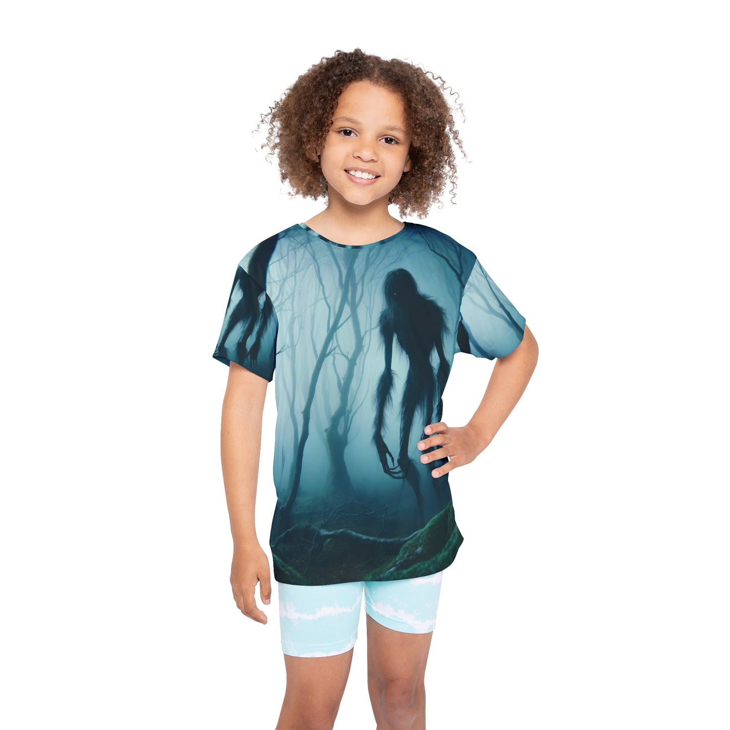 قميص رياضي | للأطفال | رعب الغابة | كائن الضباب | شبح