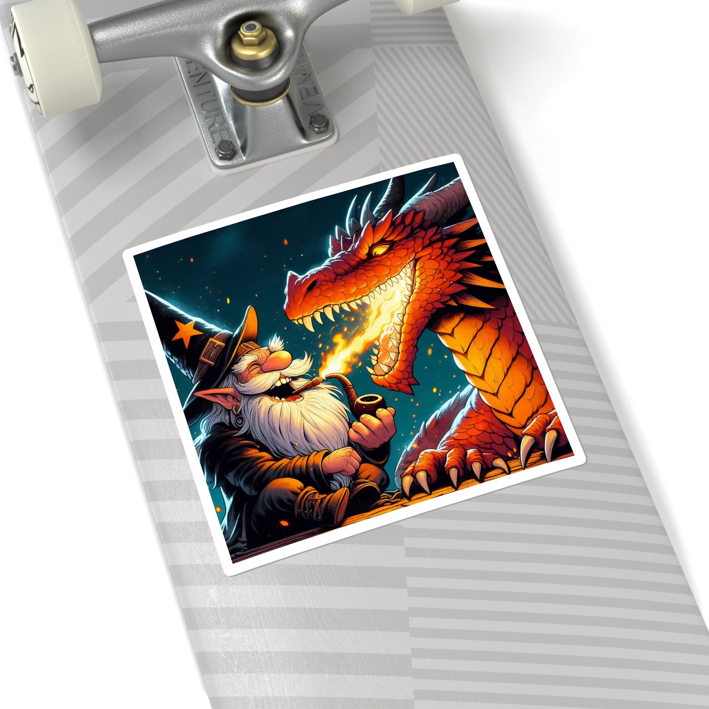 Naklejka | Kwadratowy | Fantazja Epicka | Magia Smoków | Czarodziej