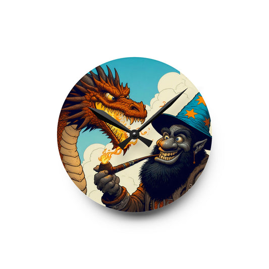 دیوار گھڑی | ایکریلک | گول یا مربع | قدیم جادو | ایلیمنٹل جنگ | ڈریگن