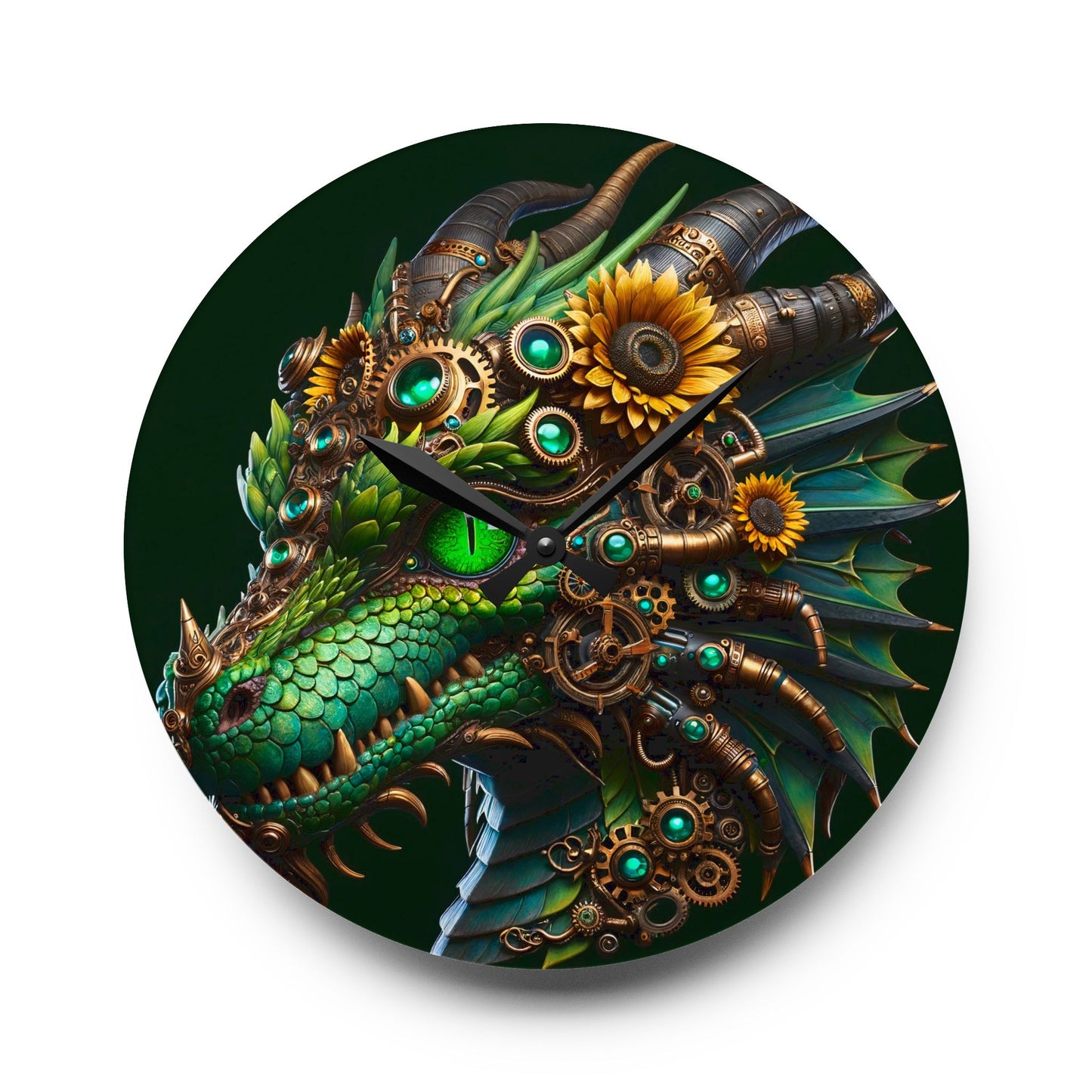 壁掛け時計 | アクリル | 丸型または正方形 | スチームパンク | メカニカルファンタジー | ドラゴン