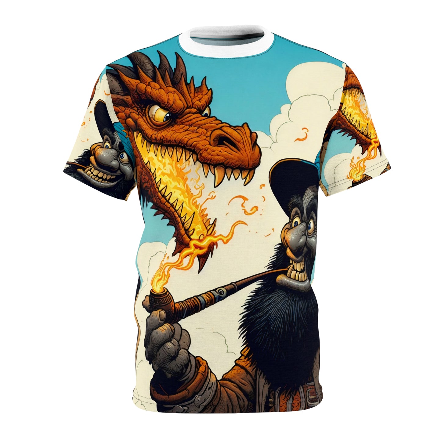 T-Shirt | Nadruk na całej powierzchni | T-shirt unisex | Heroiczne fantasy | Smok i czarodziej