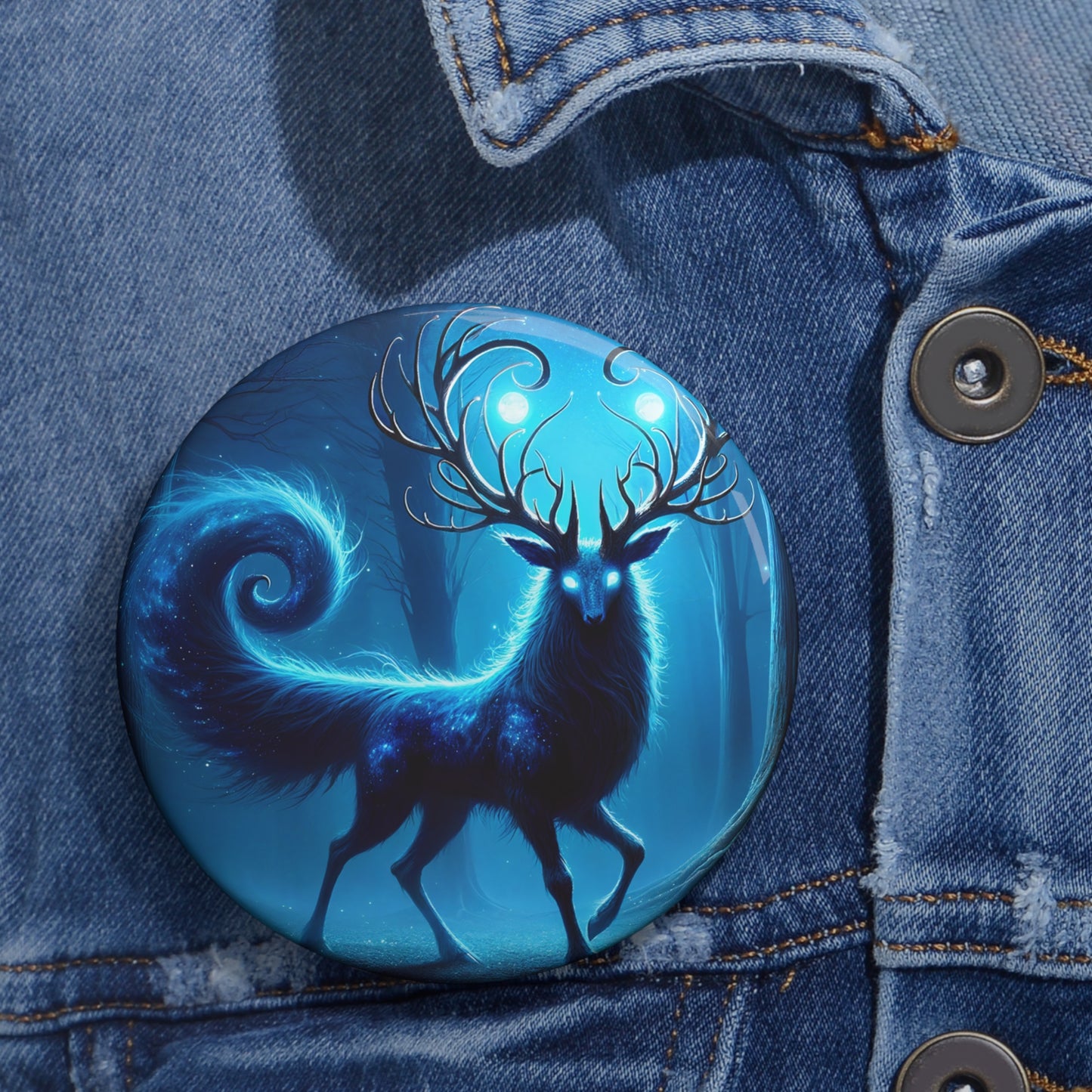 زر | زر بدبوس | بدبوس خلفي | الغزال الأسطوري | أزرق روح