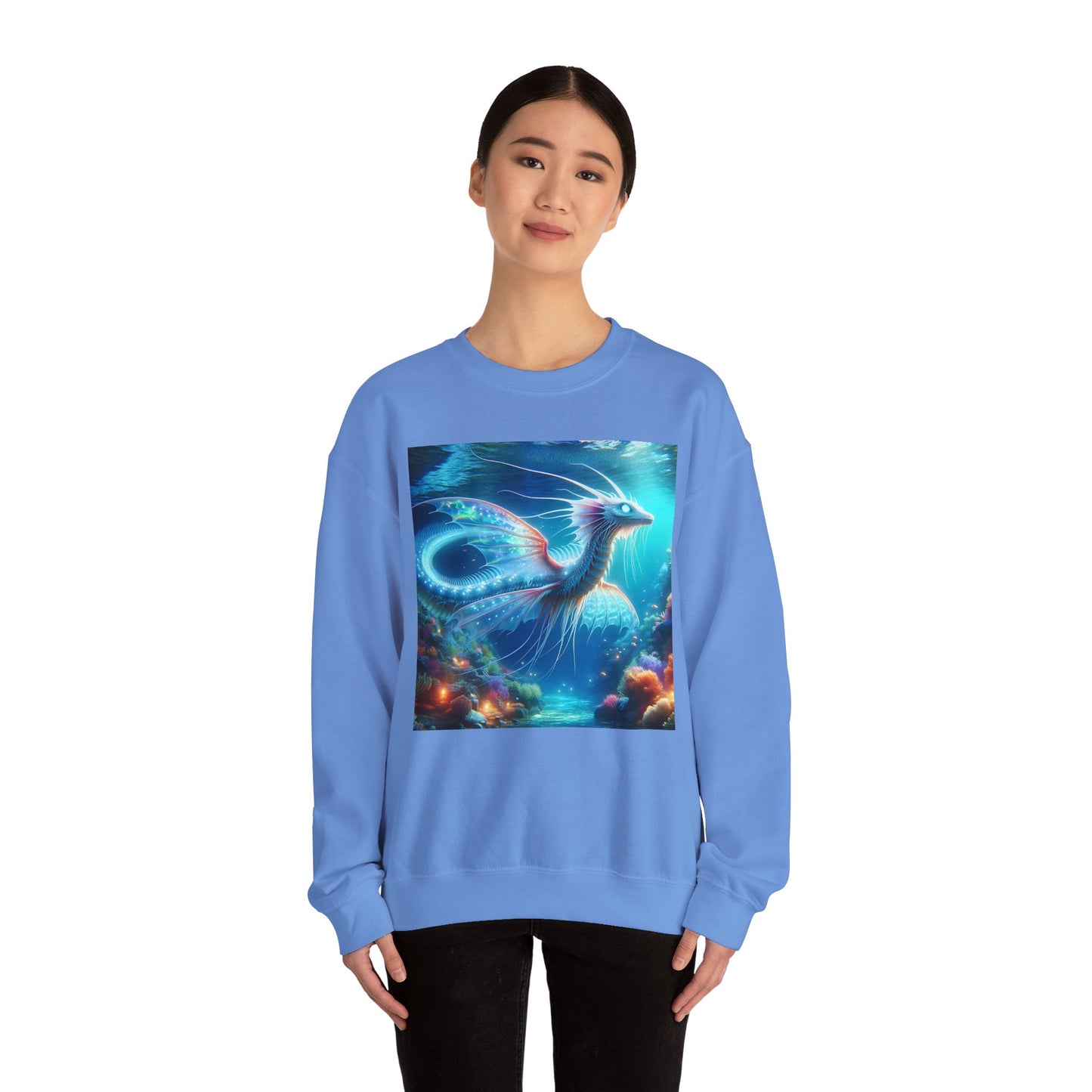 Bluza dresowa | Unisex | Okrągły dekolt | Gruba mieszanka | Mitologia morska | Ryujin | Smok wodny