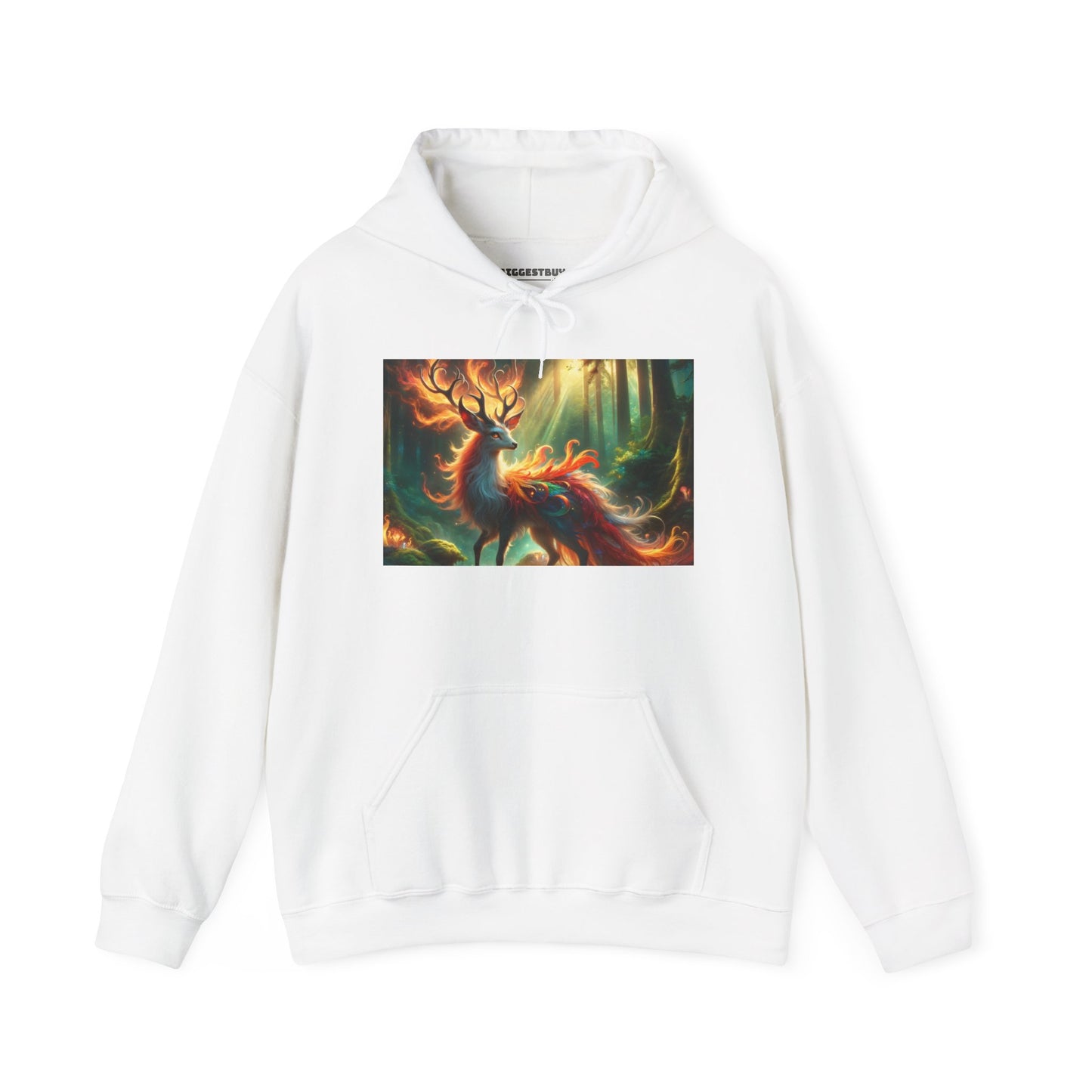 Felpa con cappuccio | Unisex | Felpa con cappuccio | Misto pesante | Mitologia Fantastica | Cervo di Fuoco