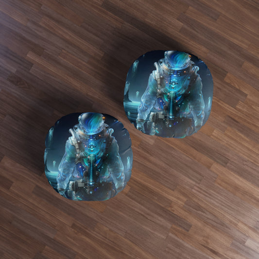 Kissen | Bodenkissen | Gesteppt | Rund | Weltraum-Biolumineszenz | Astronaut