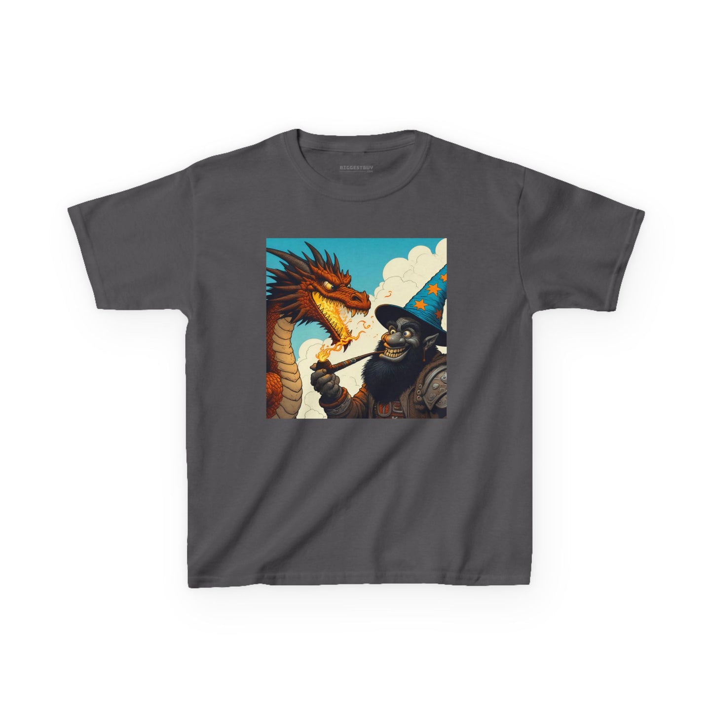 Camiseta | Camiseta Infantil | Algodão Pesado | Fantasia Épica | Duelo de Magia | Dragão