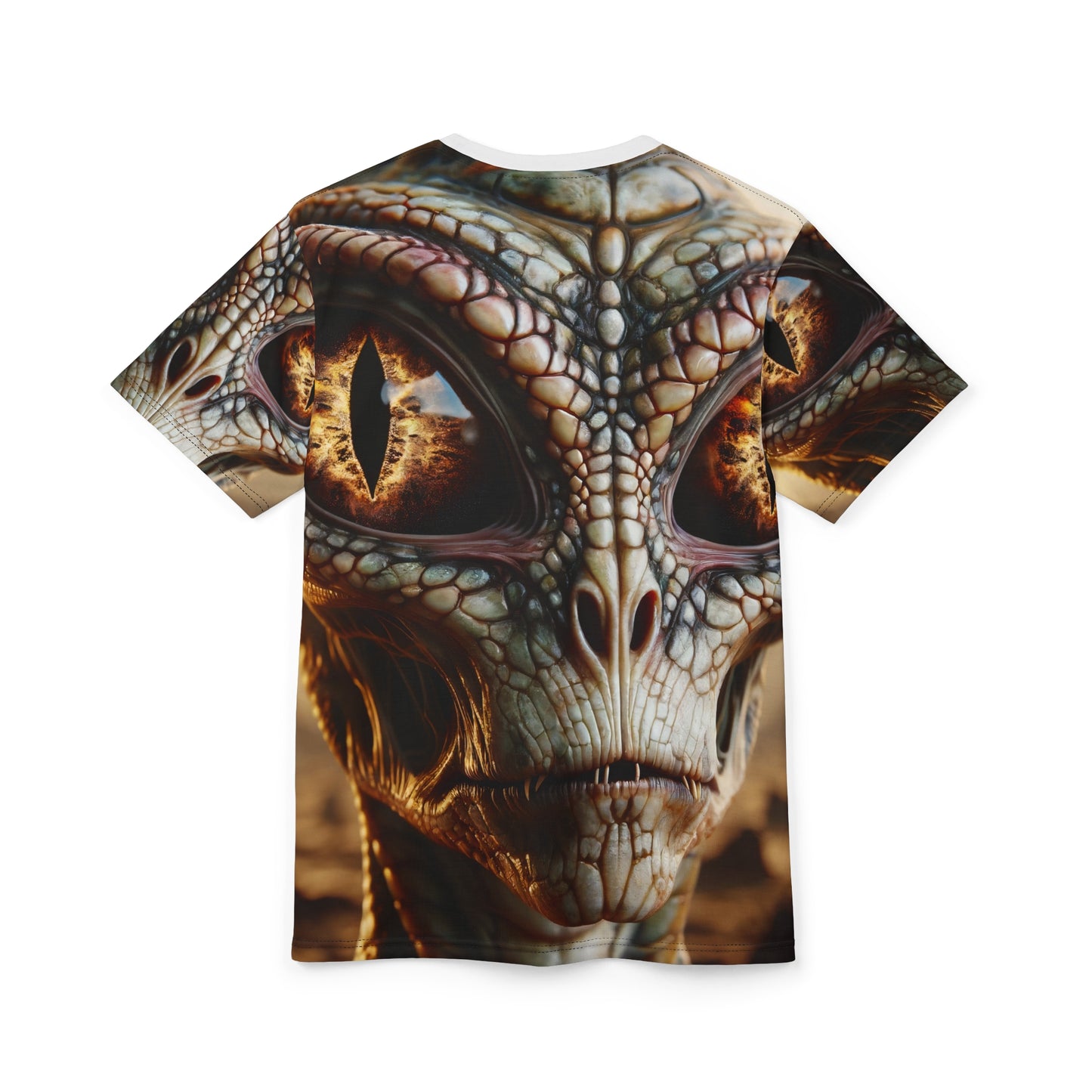 تي شيرت | طباعة شاملة | تي شيرت للجنسين | خيال علمي رپتويدي | وجه الفضائي