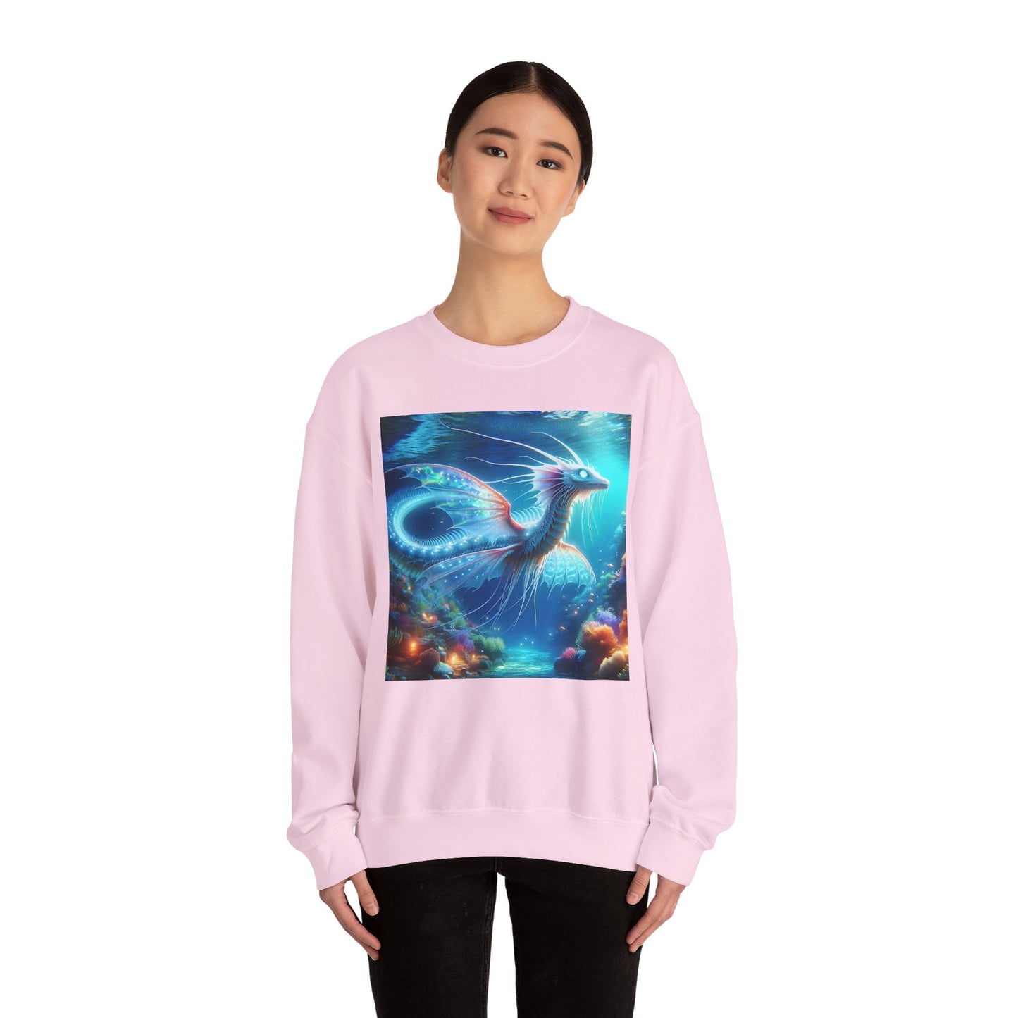 Bluza dresowa | Unisex | Okrągły dekolt | Gruba mieszanka | Mitologia morska | Ryujin | Smok wodny