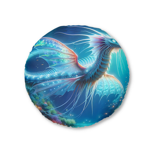 تکیہ | فرش کا تکیہ | ٹفٹڈ | گول | آبی فینٹسی | بحری اژدہا | سمندری مخلوق