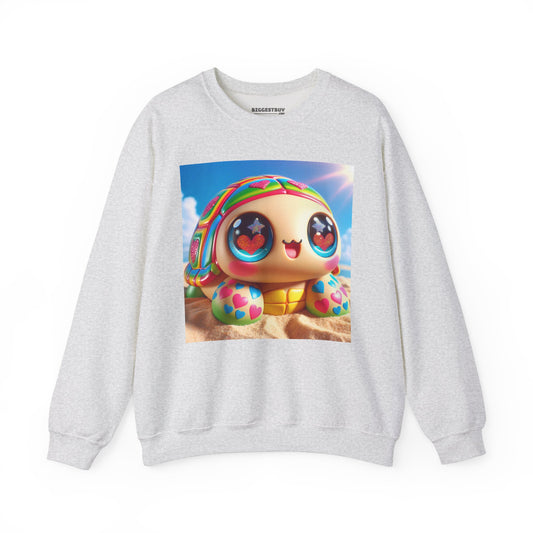 Sweat-shirt | Unisexe | Col rond | Mélange épais | Kawaii Fantaisie | Tortue Arc-en-ciel