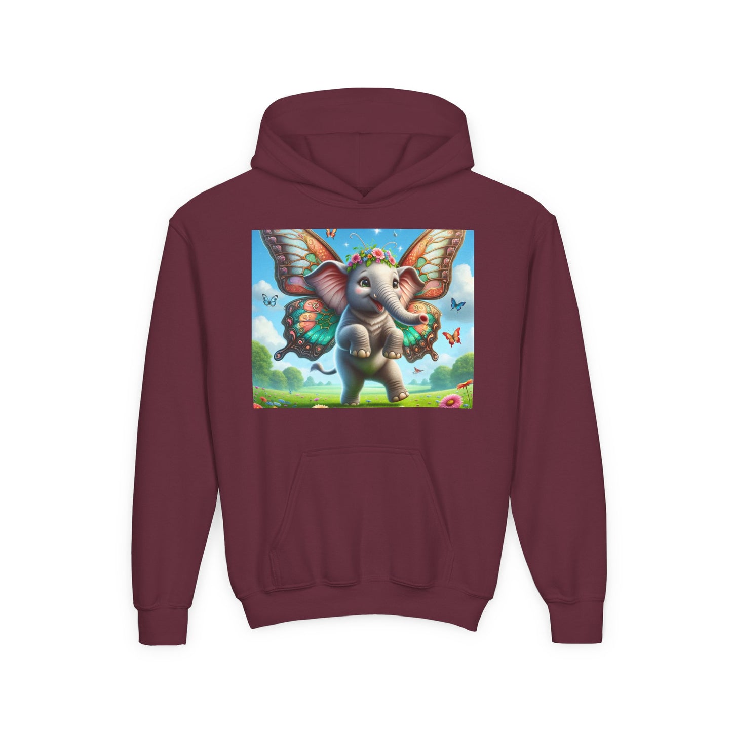 Bluza dresowa | Młodzieżowa | Z kapturem | Gruba mieszanka | Baśniowa fauna | Airavata | Słonik