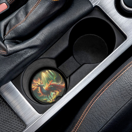 Posavasos | Posavasos para coche | Saponita | Fantasía Elemental | Ciervo de Fuego