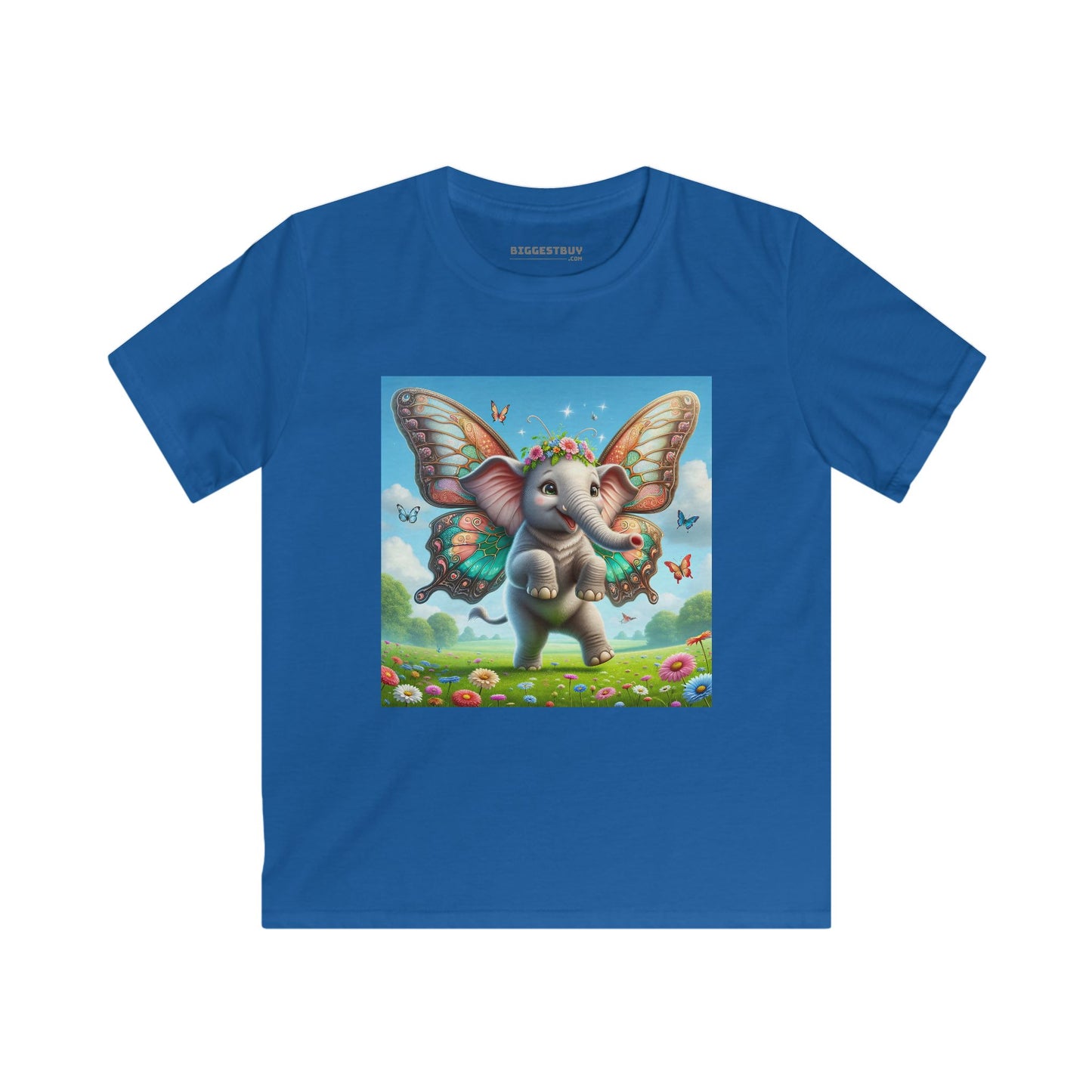 Tシャツ | キッズTシャツ | ソフトスタイル | 神話ファンタジー | 蝶の翼を持つ赤ちゃん象