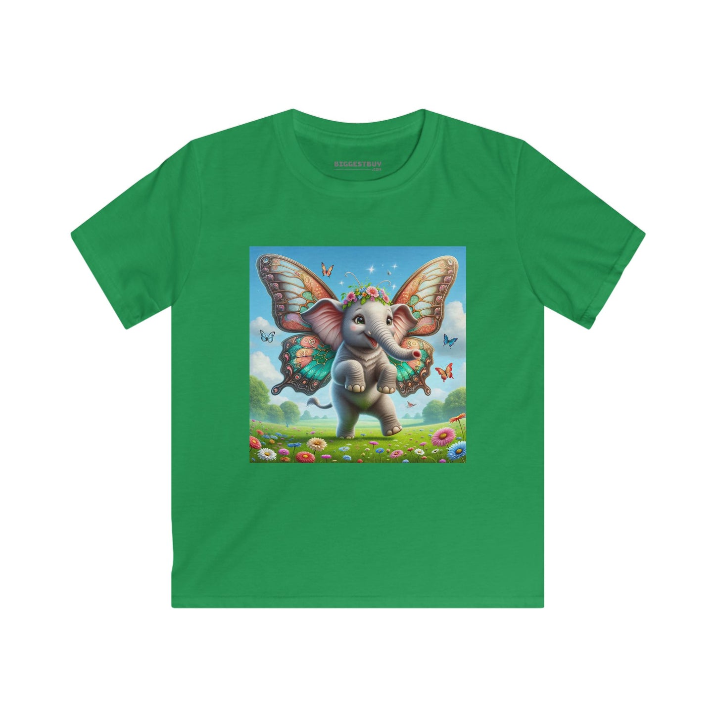 Tシャツ | キッズTシャツ | ソフトスタイル | 神話ファンタジー | 蝶の翼を持つ赤ちゃん象