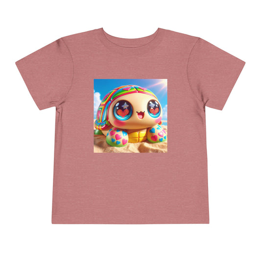 T-shirt | T-shirt pour tout-petits | Manches courtes | Kawaii Fantaisie | Tortue Arc-en-ciel