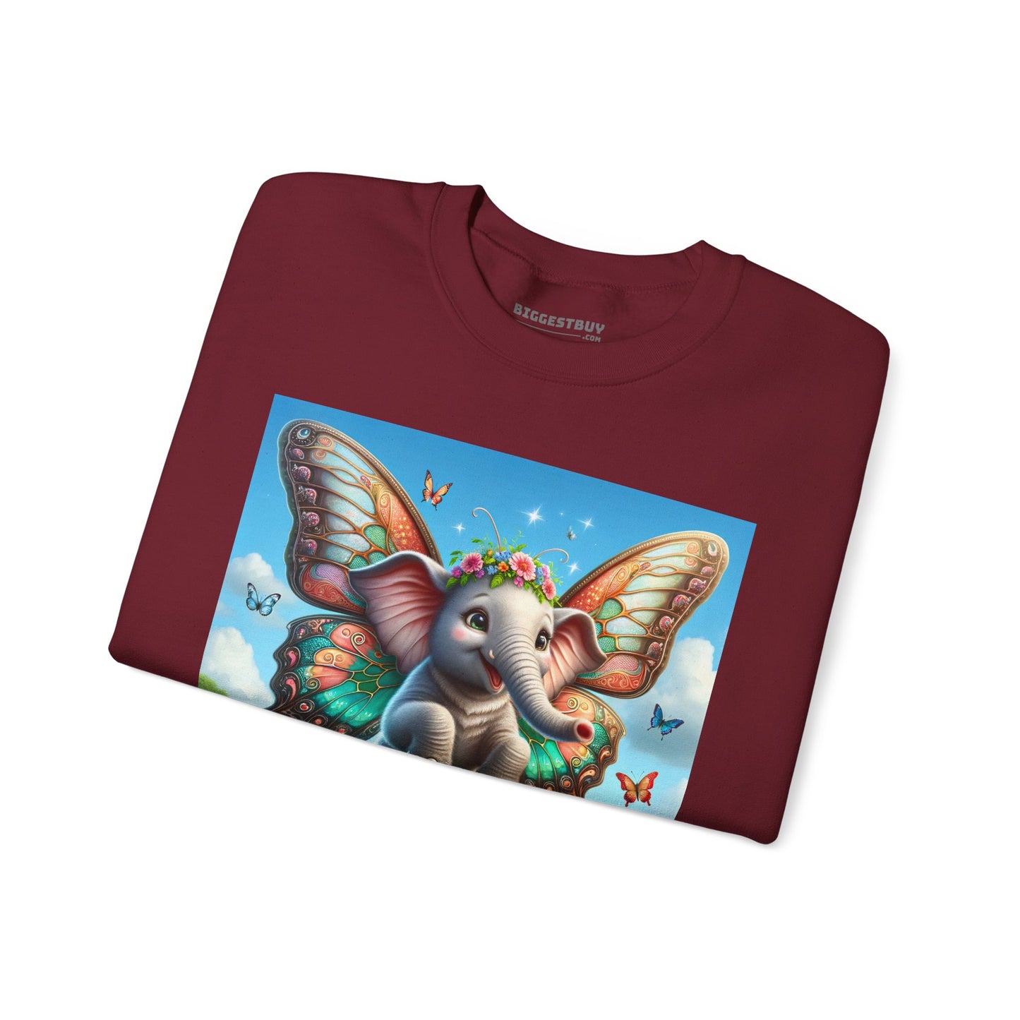 Bluza dresowa | Unisex | Okrągły dekolt | Gruba mieszanka | Baśniowa fauna | Airavata | Słonik