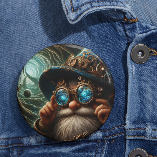 Rozet | İğneli Rozet | Arkası İğneli | Steampunk Fantezi | Cüce Büyücü | Portre