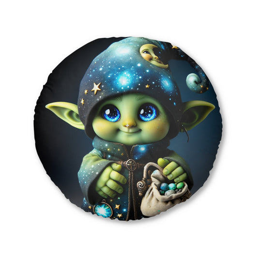 Pillow | Floor Pillow | Tufted | Round | Fantasy | Celestial Magic | Goblin