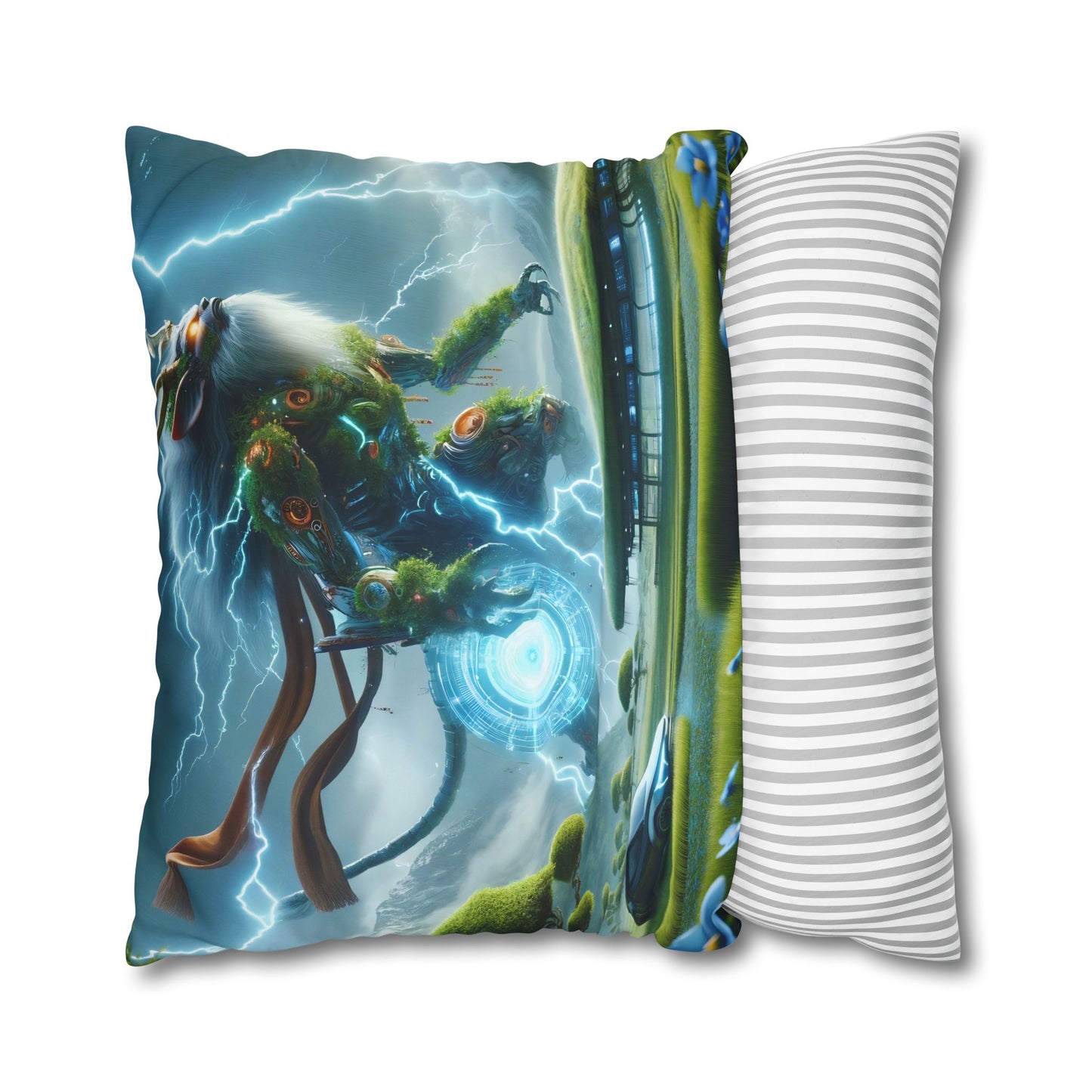 Poszewka na poduszkę | Kwadratowy | Płótno poliestrowe | Mitologia techno | Elektryczny kirin