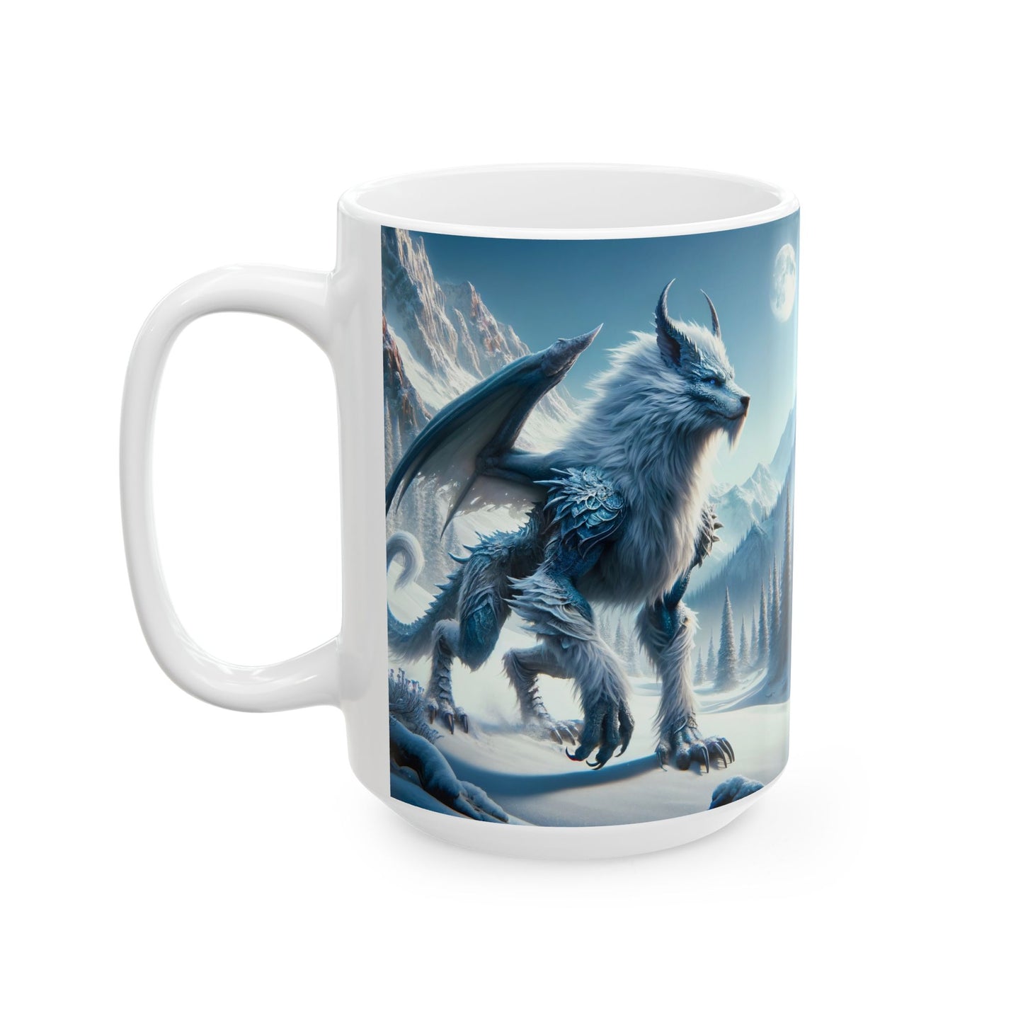 Kupa | Seramik | Beyaz | İskandinav Mitolojisi | Fenrir