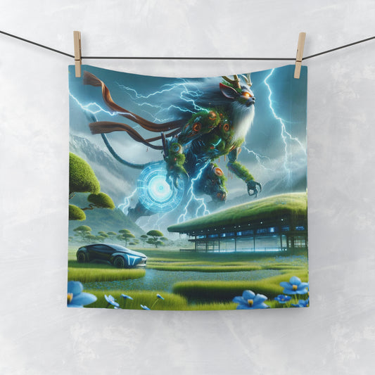 Towel | Face Towel | Techno-Fantasy | Electric Kirin