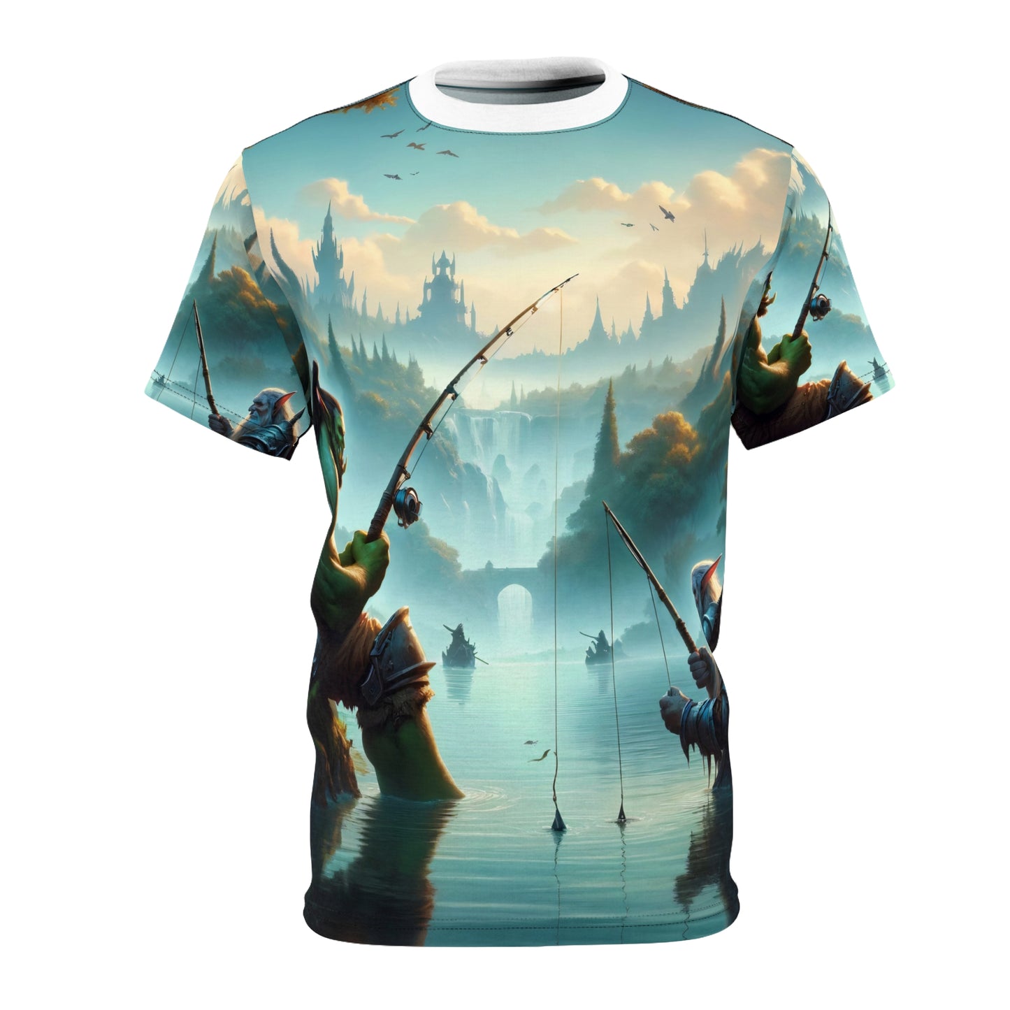 T-shirt | Stampa all-over | T-shirt unisex | Fantasy Interrazziale | Amicizia Orc-Nano