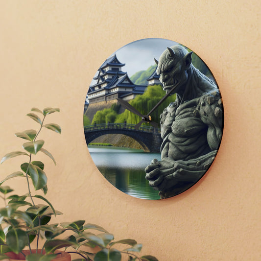 Wall Clock | Acrylic | Round or Square | Dark Fantasy | Yokai Lore | Oni