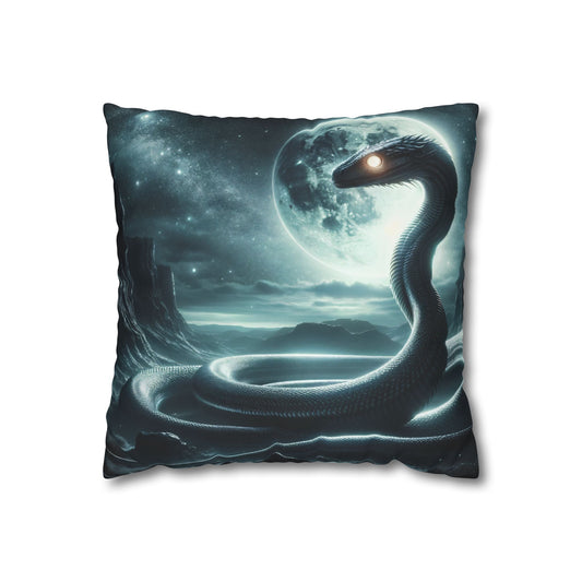 Kussensloop | Vierkant | Polyester canvas | Noorse Mythologie | Jörmungandr | Zeeslang