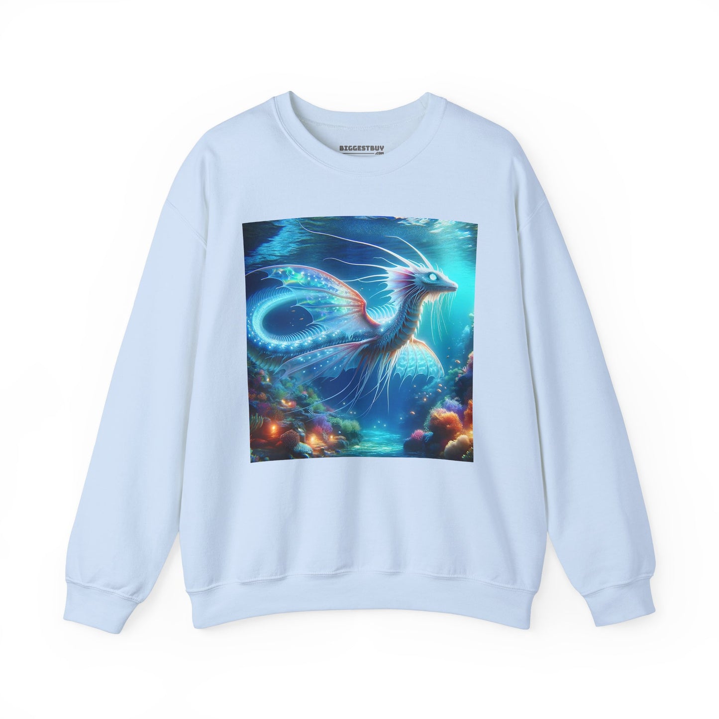 Bluza dresowa | Unisex | Okrągły dekolt | Gruba mieszanka | Mitologia morska | Ryujin | Smok wodny