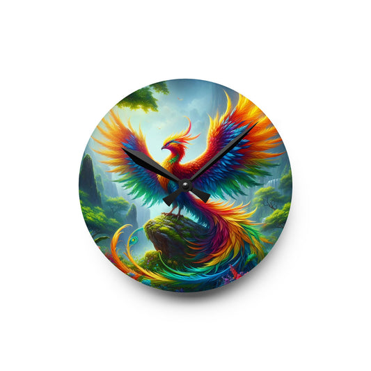 دیوار گھڑی | ایکریلک | گول یا مربع | افسانوی تصور | عنقا اساطیر | آتشی پرندہ
