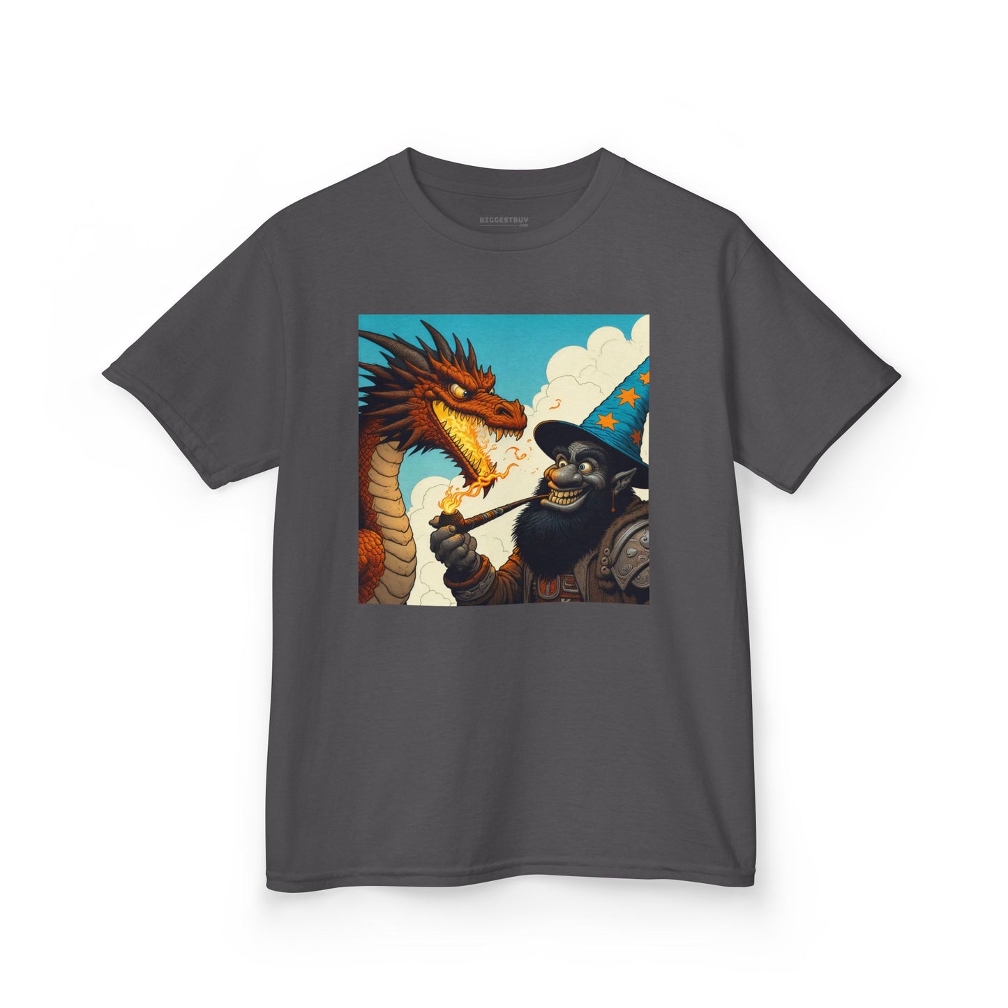 Camiseta | Camiseta Infantil | Algodão Pesado | Fantasia Épica | Duelo de Magia | Dragão