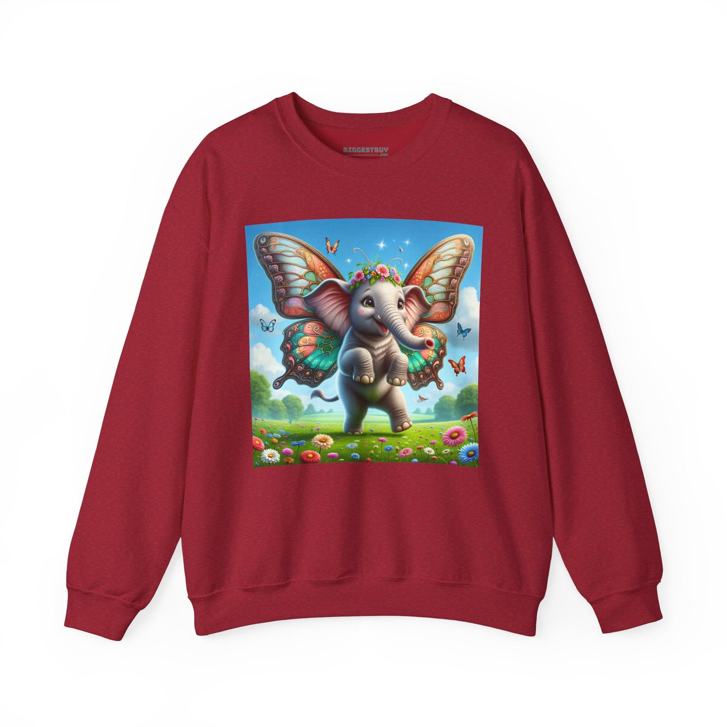 Bluza dresowa | Unisex | Okrągły dekolt | Gruba mieszanka | Baśniowa fauna | Airavata | Słonik