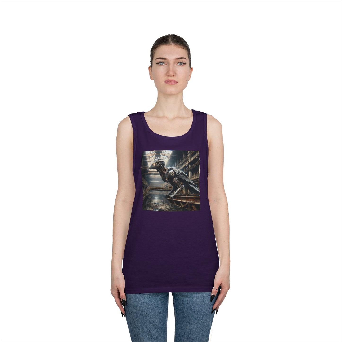 Camiseta de tirantes | Unisex | Algodón grueso | Steampunk Distópico | Cuervo Mecánico