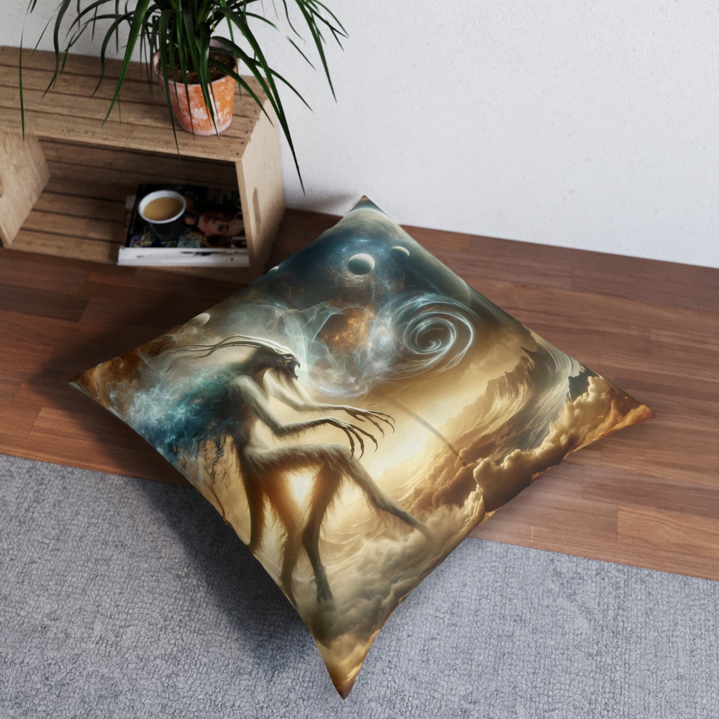 Pillow | Floor Pillow | Tufted | Square | Cosmic Horror | Eldritch Entity