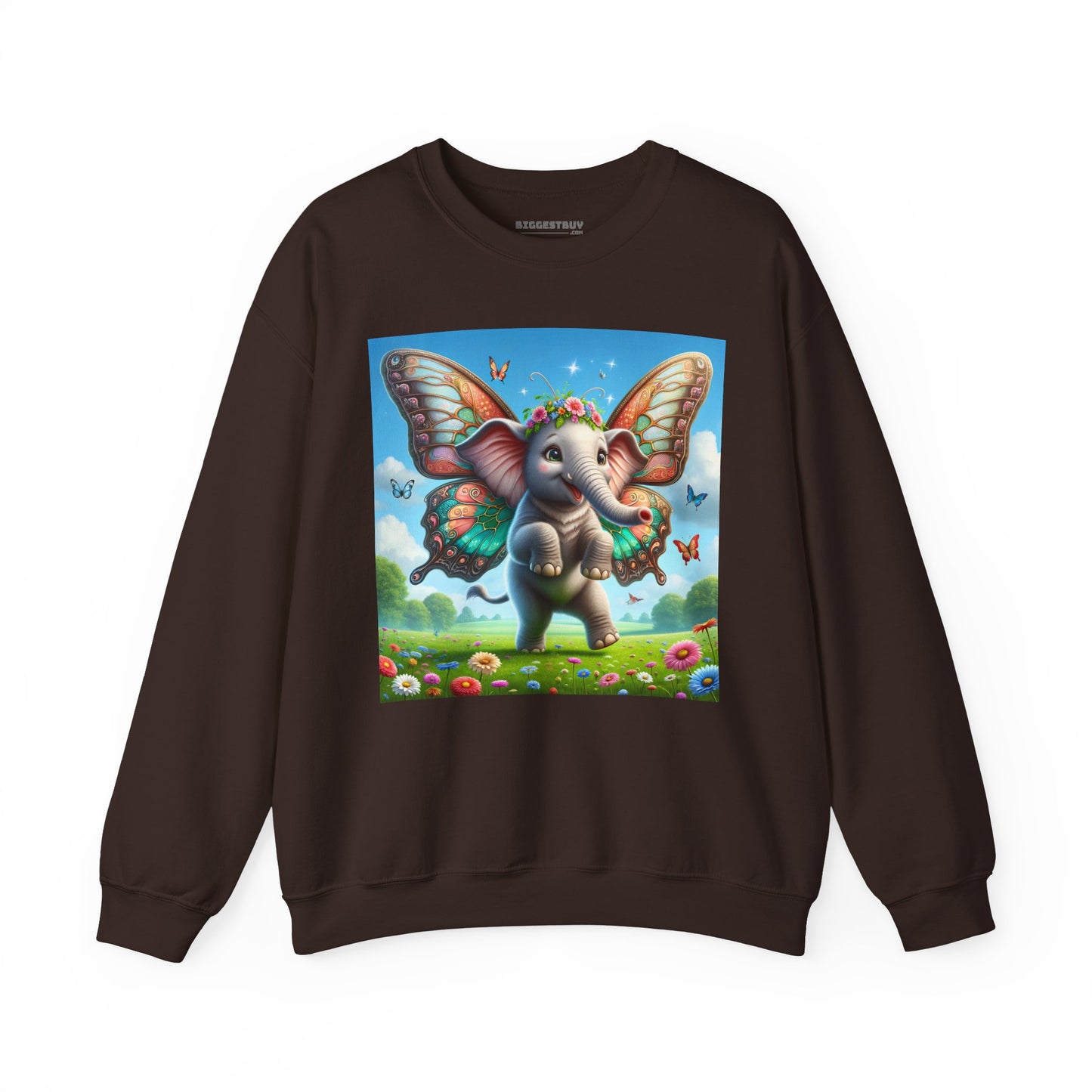 Bluza dresowa | Unisex | Okrągły dekolt | Gruba mieszanka | Baśniowa fauna | Airavata | Słonik