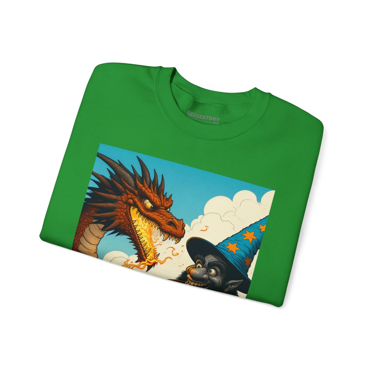 Bluza dresowa | Unisex | Okrągły dekolt | Gruba mieszanka | Heroiczne fantasy | Smok i czarodziej