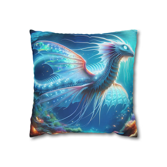 Taie d'oreiller | Carré | Toile de polyester | Mythologie Aquatique | Dragon Marin