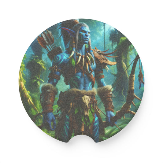 Coaster | Car Coaster | Soapstone | Tribal Fantasy | Wood Elf Warrior