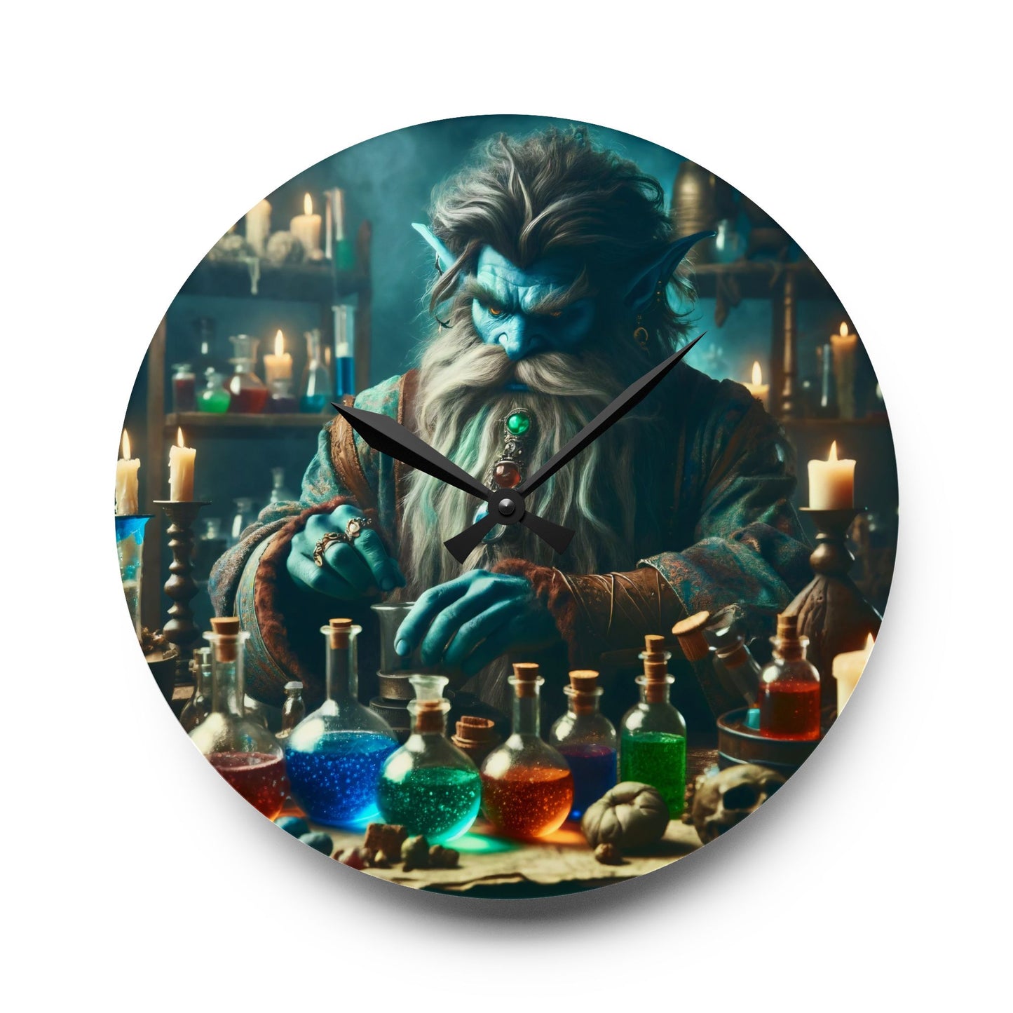 Orologio da parete | Acrilico | Rotondo o quadrato | Alchimia Mistica | Djinn Blu