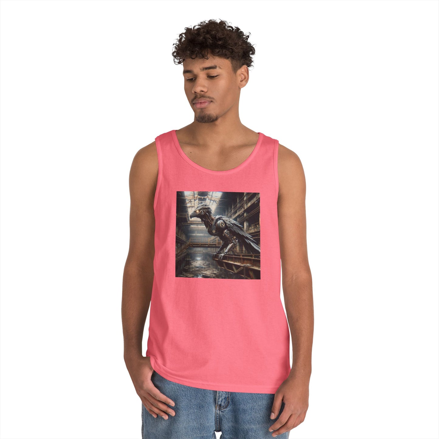 Camiseta de tirantes | Unisex | Algodón grueso | Steampunk Distópico | Cuervo Mecánico