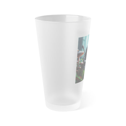 Glas | Pint-Glas | Mattiert | Biolumineszente Fantasy | Waldkrieger