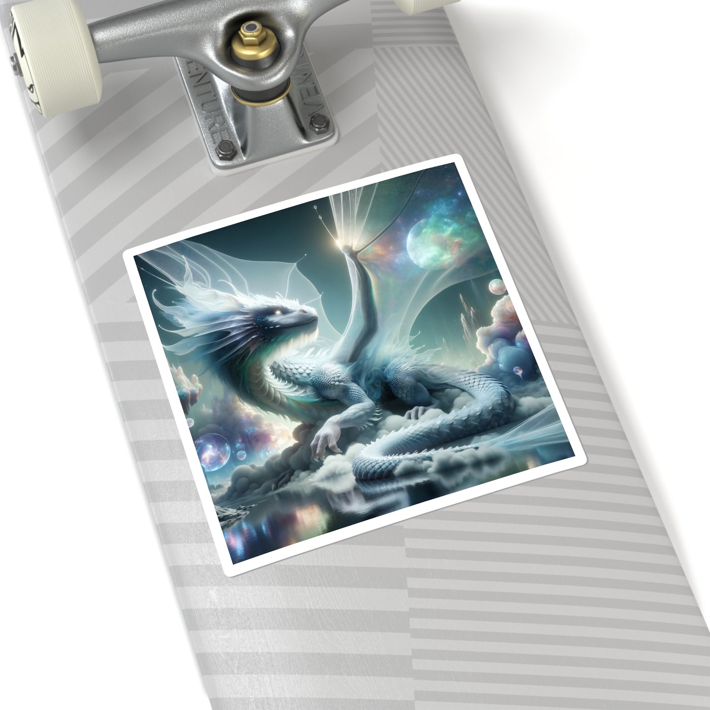 Naklejka | Kwadratowy | Smok Lodowy | Fantasy Kosmiczne | Bestia