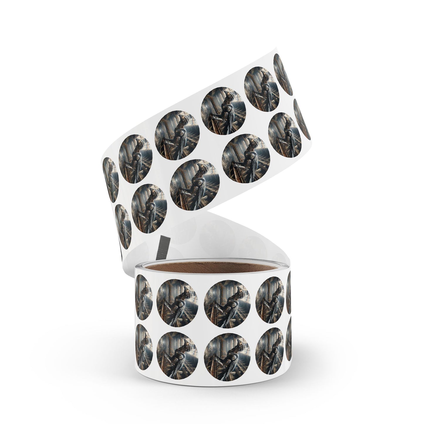 Stickerlabelrol | Rond | Steampunk | Klokwerk Mechanica | Raaf