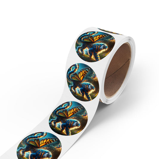 Stickerlabelrol | Rond | Magisch Realisme | Vlinder Tijger
