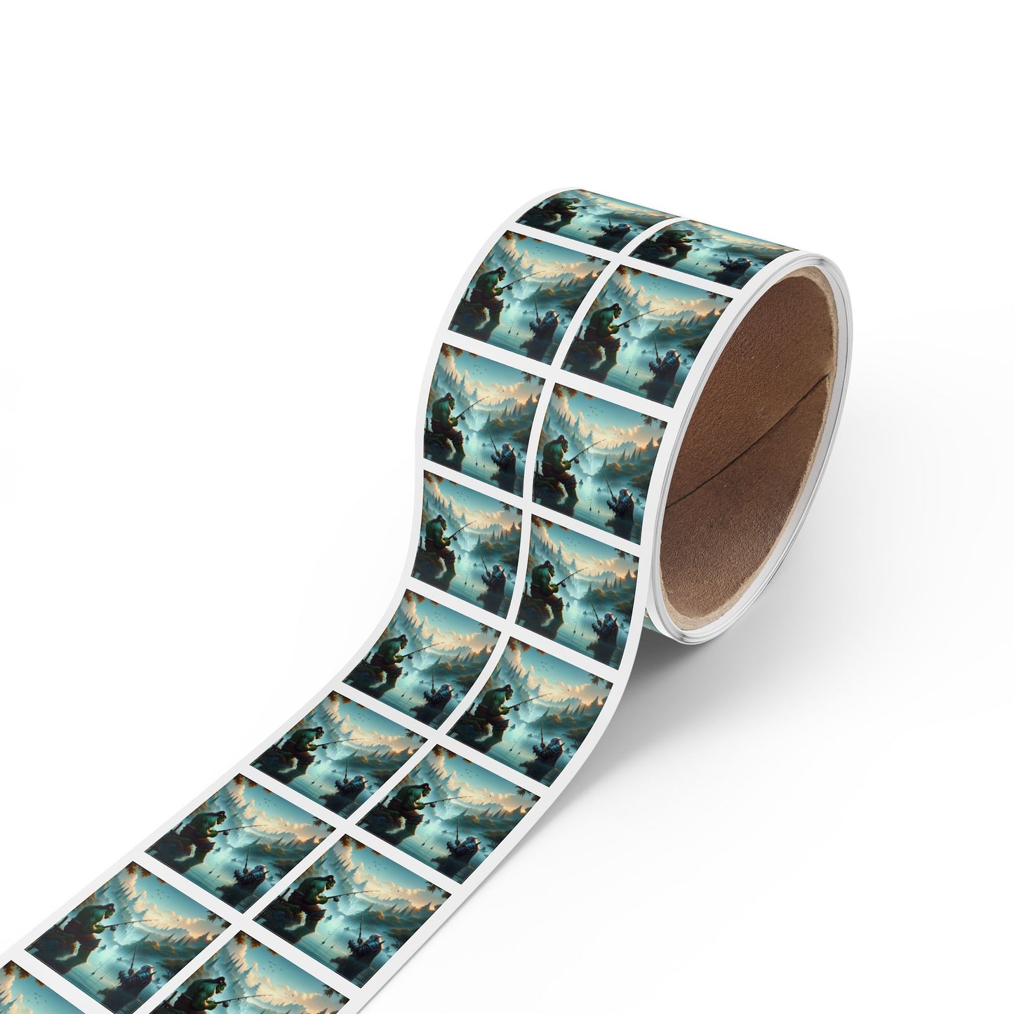 Rotolo di etichette adesive | Quadrato | Fantasy Interrazziale | Amicizia Orc-Nano