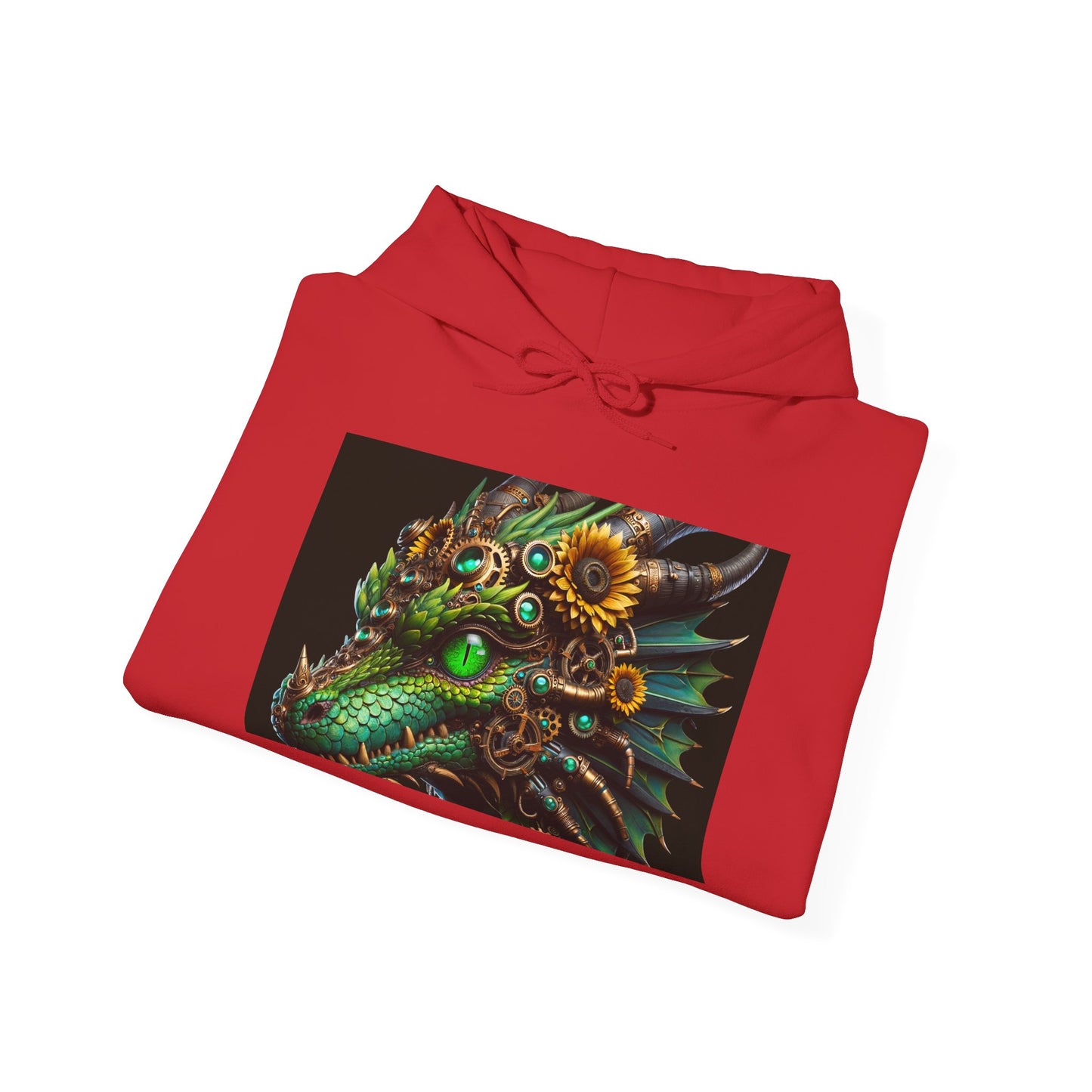 كنزة بغطاء للرأس | للجنسين | سويت شيرت بقلنسوة | مزيج ثقيل | تنين ستيمبانك | خيال علمي فيكتوري | رأس