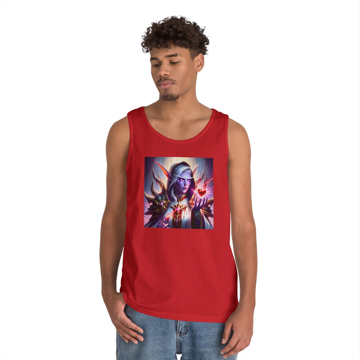 ٹینک ٹاپ | یونیسیکس | ہیوی کاٹن | خیالی فن | جادوئی الف وارڈن | ارغوانی دل